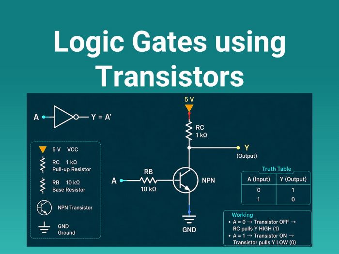 Logic Gates using Transistors Quick Reference Guide