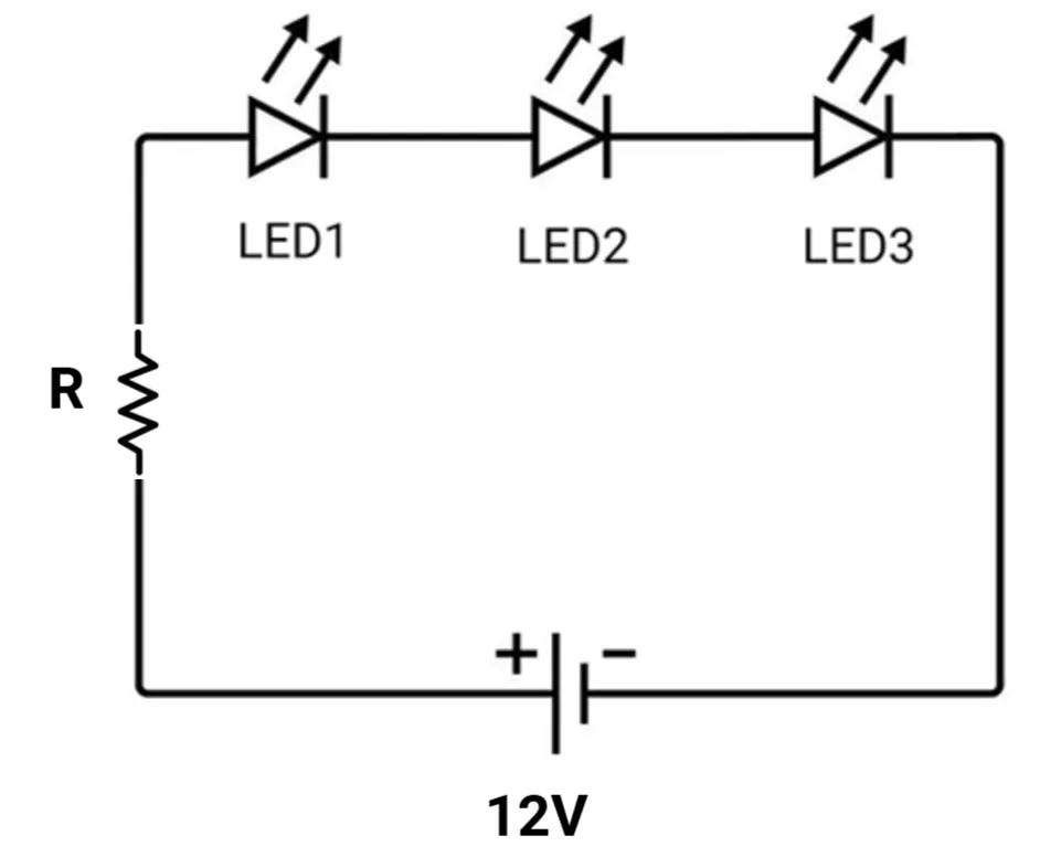 Resistor-LEDs-in-series-circuit