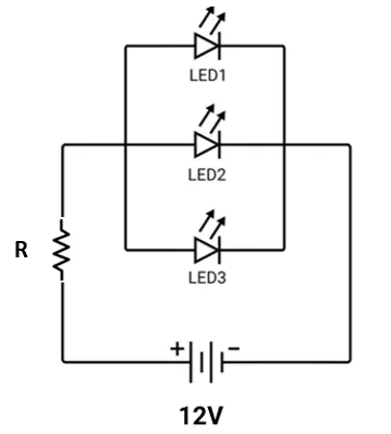 single-resistor-three-leds-parallel-circuit