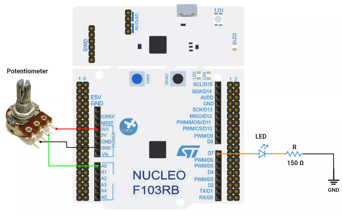 STM32-Led-brightness-control-circuit