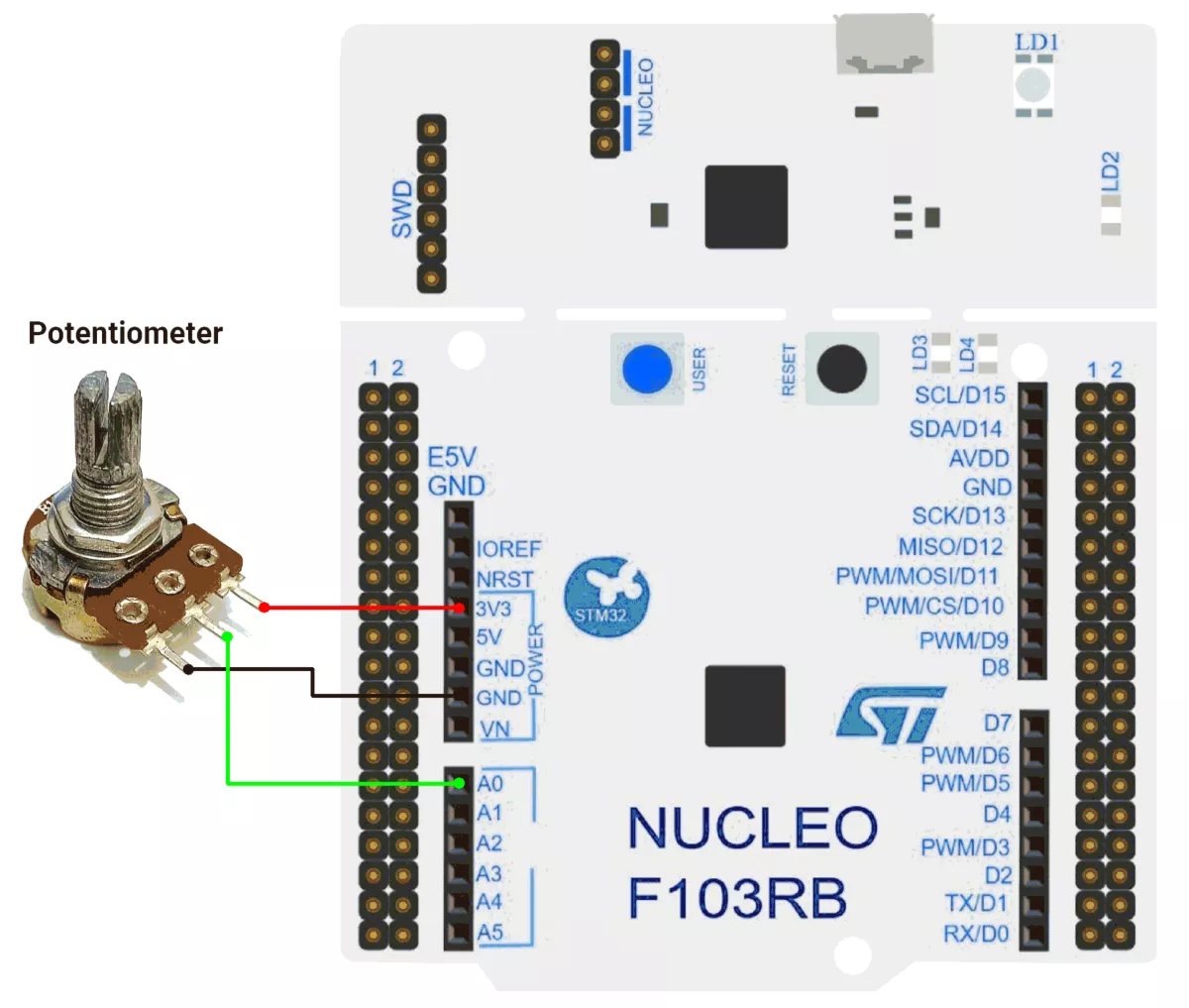 STM32-Simple-voltmeter-circuit