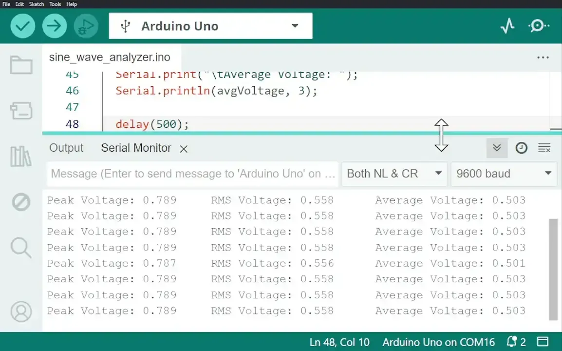 Sinewave-analyzer-output